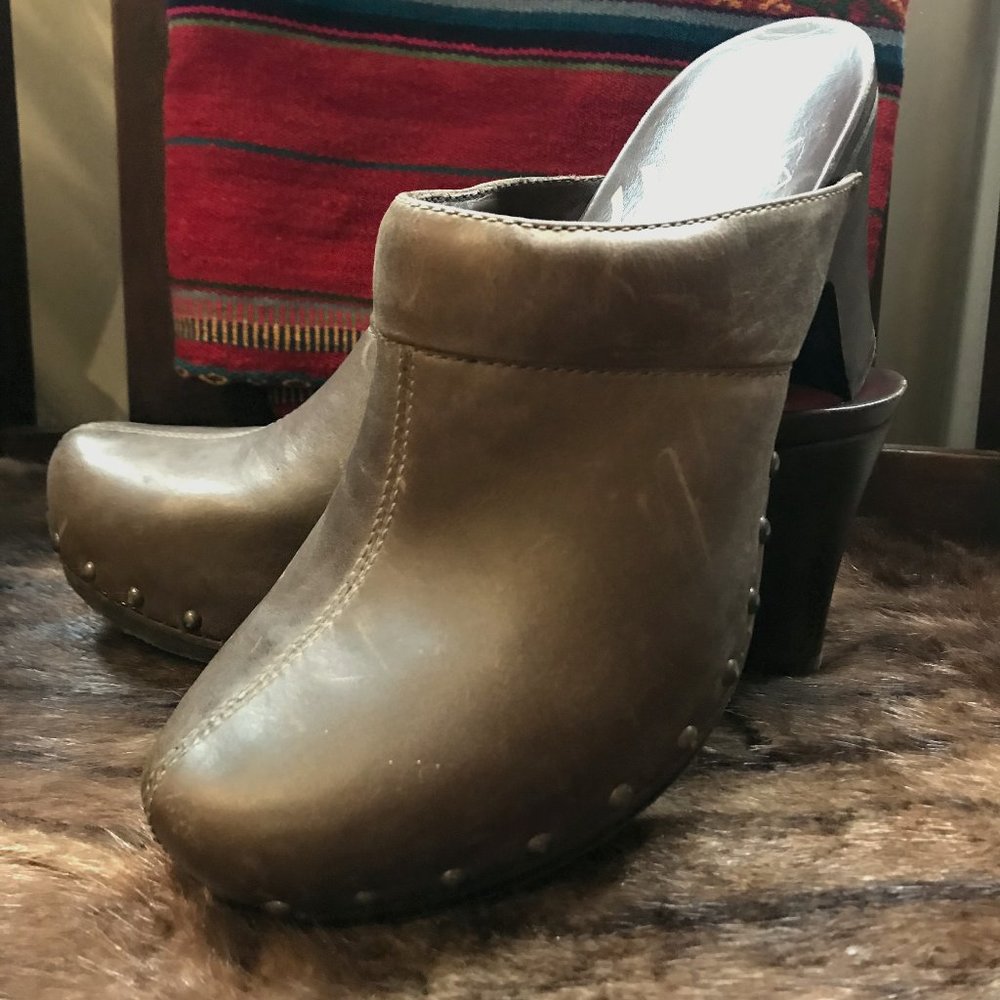Dansko Antique-Patina Leather Clogs Heels